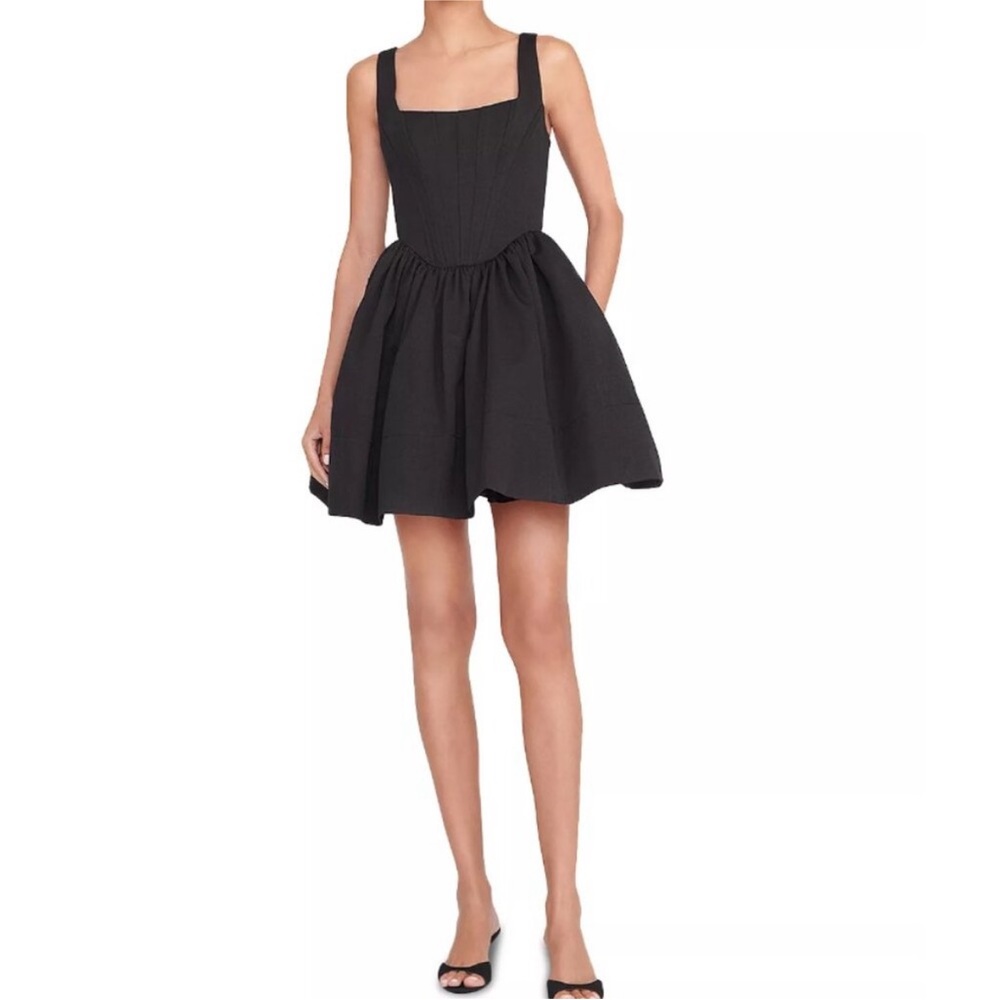 STAUD Elegant Black Mini Dress